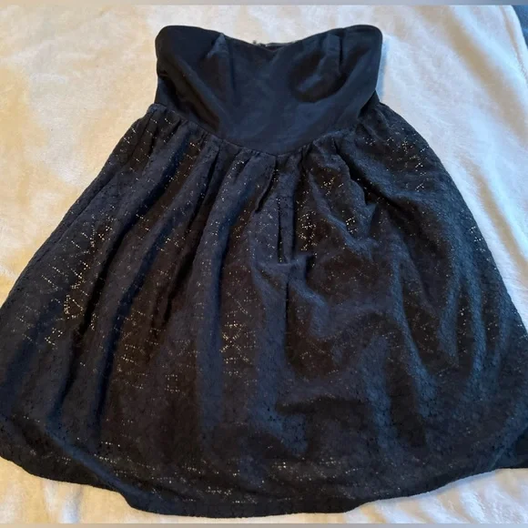 anthropologie black strapless dress Bare It Boldly Open Back Mini Dress